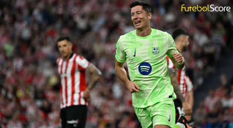 Lewandowski brilha com dois gols, e Barcelona encerra temporada com triunfo sobre o Athletic
